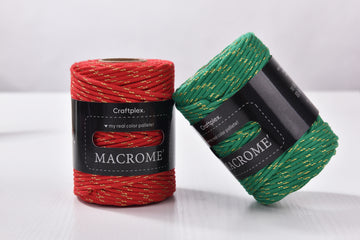 MIU Stlye 3MM x 60yds Metallic Blended Cotton Braid Rope Chunky Macrame Cord