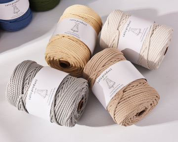 5.5mm Polyester Braided Cord 100yds for Macrame works, Making Bag & Crochet Rug Knitting