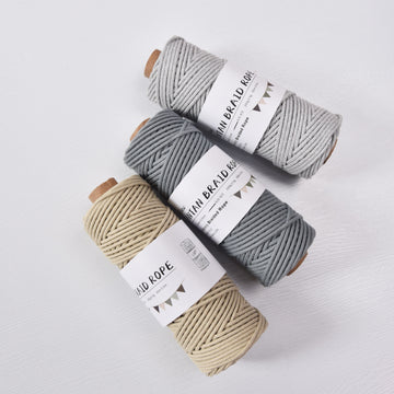 KNOTITUDE 2mm COTTON FEEL BRAIDED CORD 60meters a roll Macrame Net Bag Knotting Cord Hand Knitting PolyCotton Rope All purpose cord