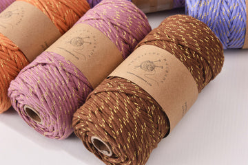 MIU Pattern Braided 3mm x 90meters Metallic Blended Cotton Cord Chunky Macrame Cord