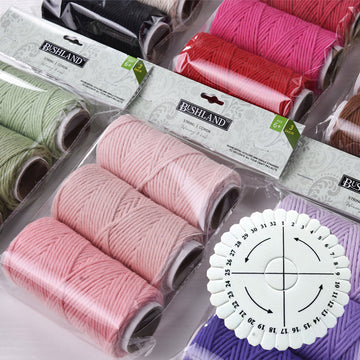 BUSHLAND 2mm Cotton String 3color in one Set Kumihimo disc included 105meters a set Pure Cotton Single stranded Weaving yarn