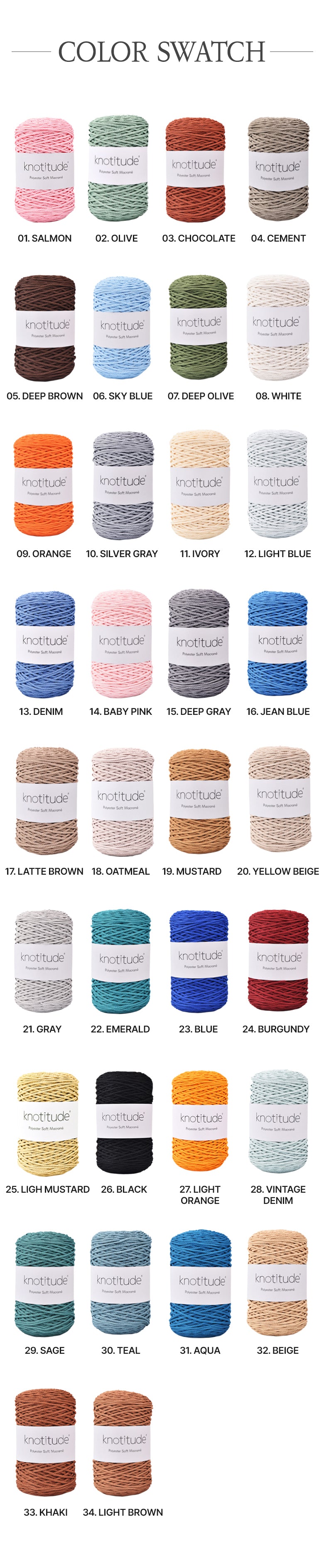 KNOTITUDE 2mm Soft polyester Macrame Cord 190yards a Roll Perfect for Knitting cord