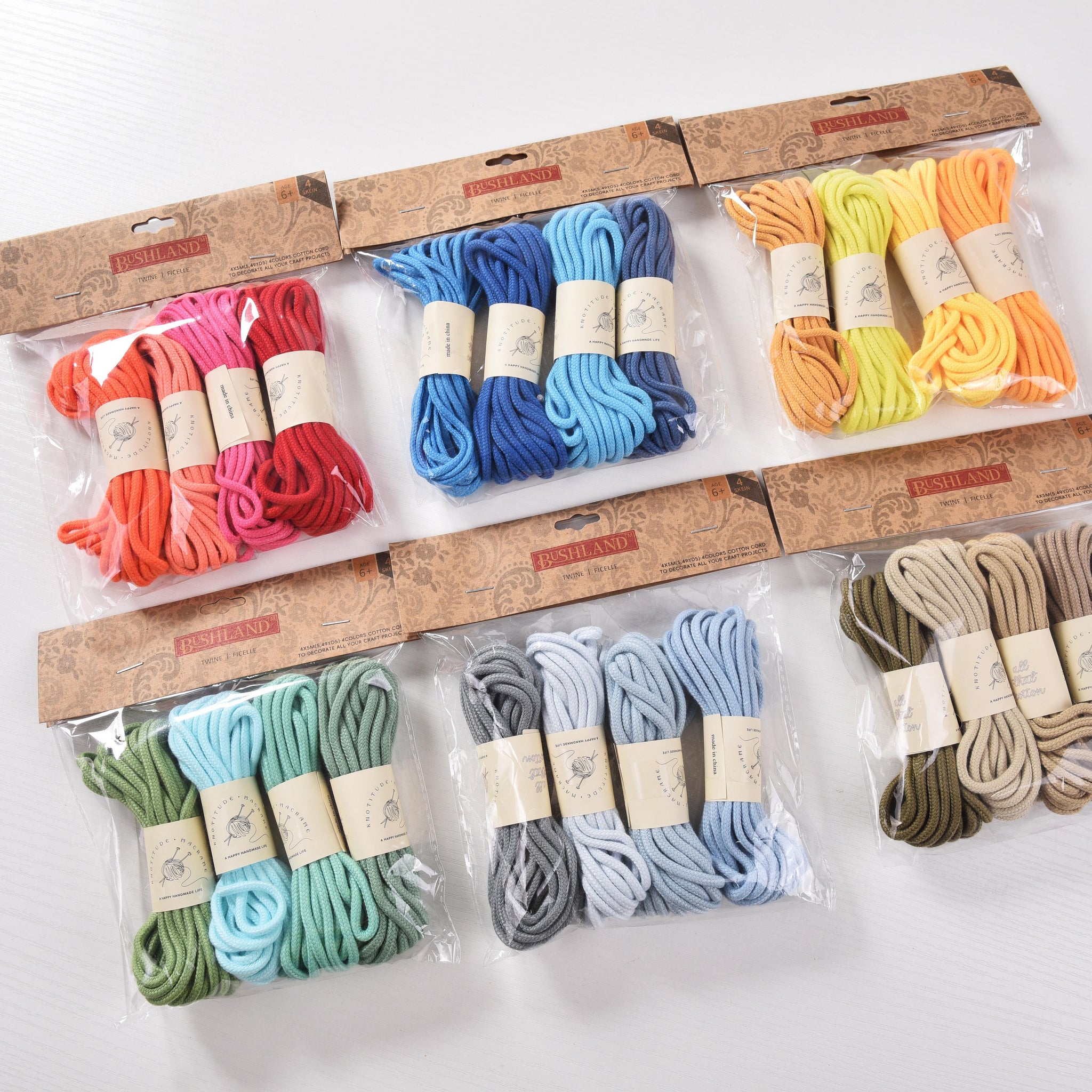 4 in 1 Set  3MM MACRAME BRAID CORD 20mts Knotting Cord Cotton Rope All purpose cord