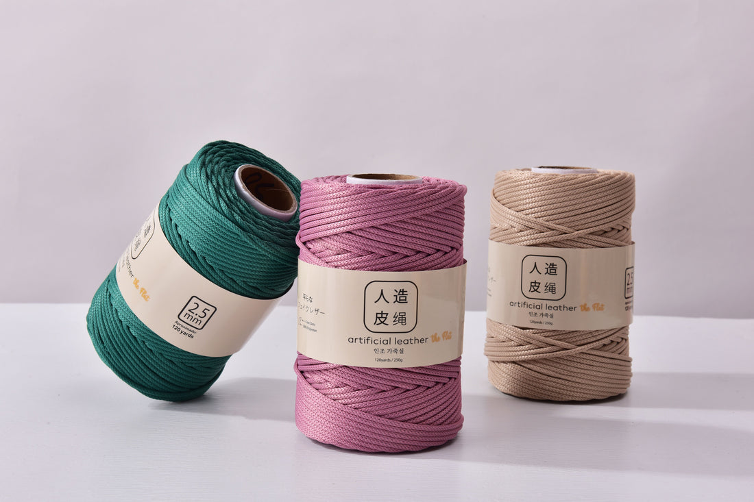 2.5mm Fake Leather yarn Artificial Leather cord 110meters Lightweight Knitting cord, 250gram Bag crochet yarn
