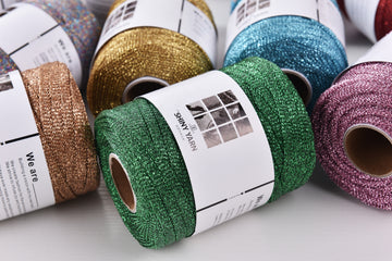 SHINY YARN 6mm Flat Metallic Raffia Cord 150gram Macrame Rope Bling Bling Lurex yarn