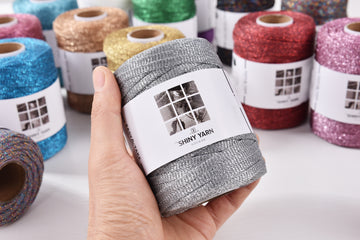 SHINY YARN 6mm Flat Metallic Raffia Cord 150gram Macrame Rope Bling Bling Lurex yarn