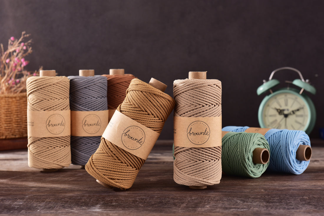 Unbright 3mm Soft Polyester Braided Cord 70yds for Macrame works, Making Bag & Crochet Rug Knitting
