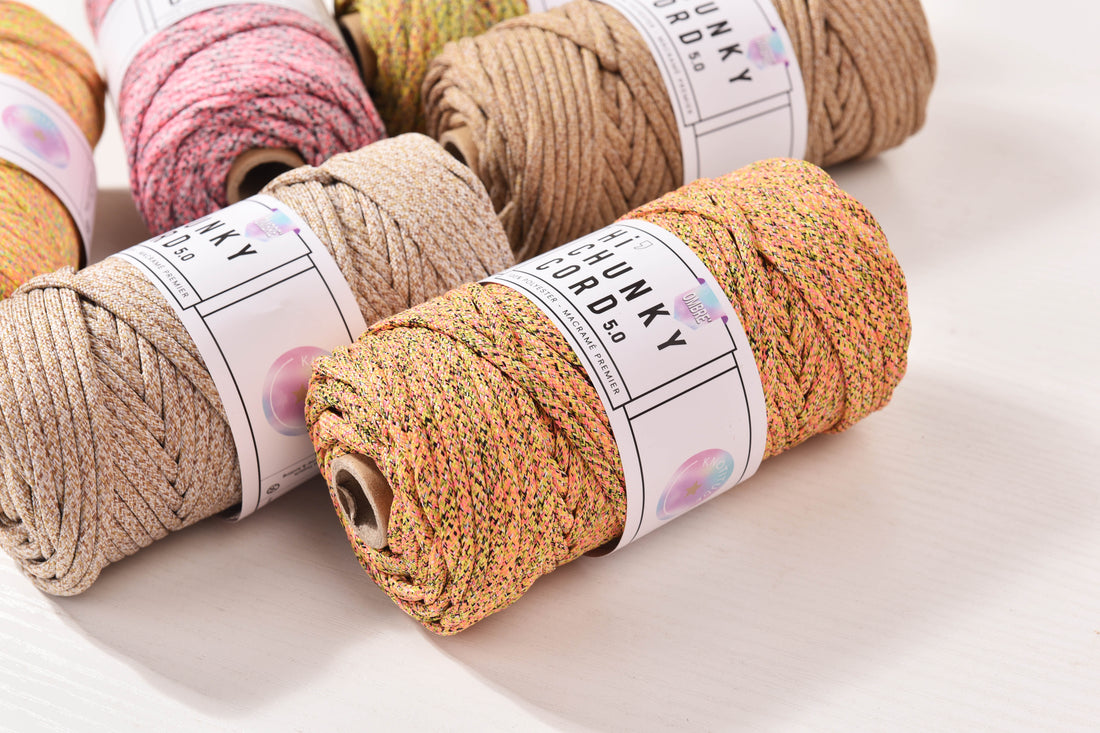 5mm Ombre Mixed Colored Polyester Braided Cord 50mts Colorful variegated Macrame cord for Bag String, Keyring Making Rope