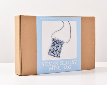 [MACRAME DIY KIT] SILVER PEARL MINI CROSS BAG - Handemade Self Making KIT