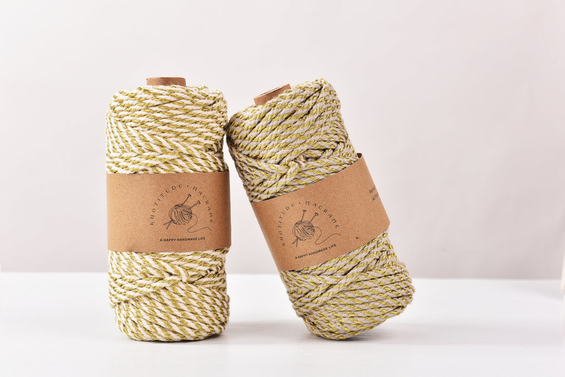 Metallic Blended 5mm Spiral Pattern Braided Cotton Rope 60yards