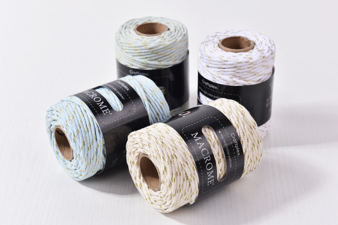 MIU Stlye 3MM x 60yds Metallic Blended Cotton Braid Rope Chunky Macrame Cord