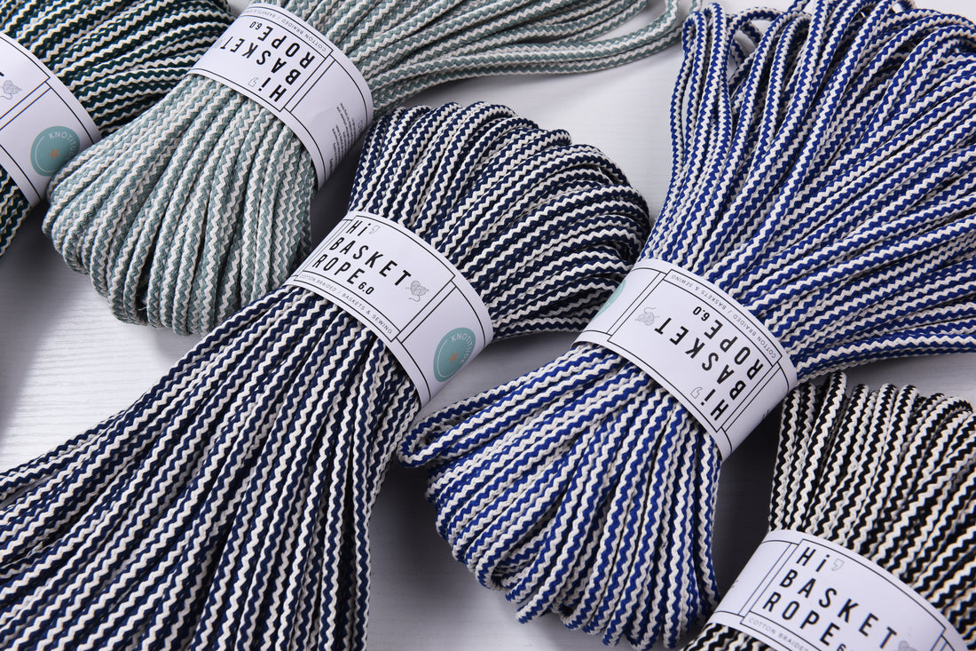 Double colored 5.5mm x 50meters Basket Making Rope Cotton Braid Rope Zigzag patterned Hand Sewing & Macrame knot works