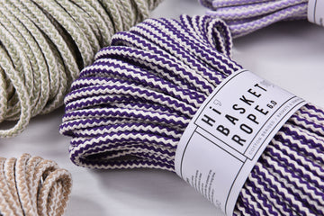 Double colored 5.5mm x 50meters Basket Making Rope Cotton Braid Rope Zigzag patterned Hand Sewing & Macrame knot works