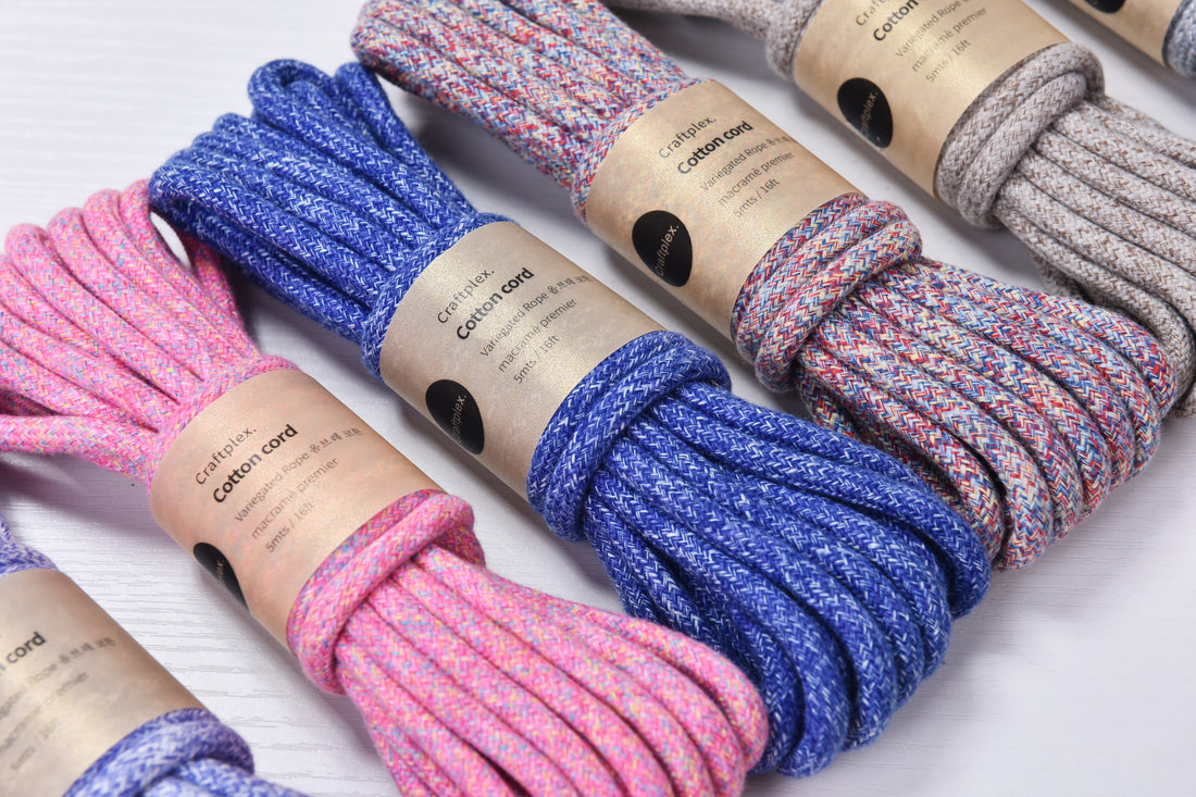 Variegated 6MM Cotton cord Cotton Braid Rope 5meters a skein Shoulder Bag strap Outdooring Bracelet Making