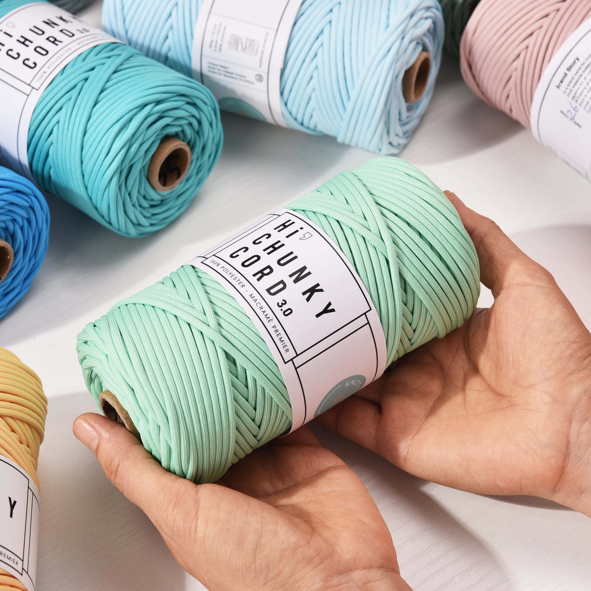 KNOTITUDE 3MM x 109yds Soft Polyester Braid Rope Chunky Macrame Cord Chunky String Lightweight Rope Bag Knitting cord