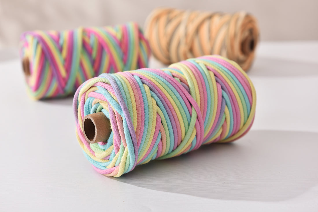 5mm Gradient Cotton Braid cord 50mts a Full Roll Multi color Macrame rope Jewelry making Cord