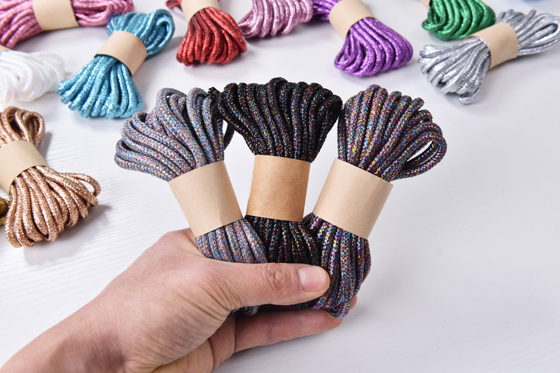 5mm Shiny cord Metallic Braided Rope 10meters a skein Glittered Macrame Rope Gold color rope