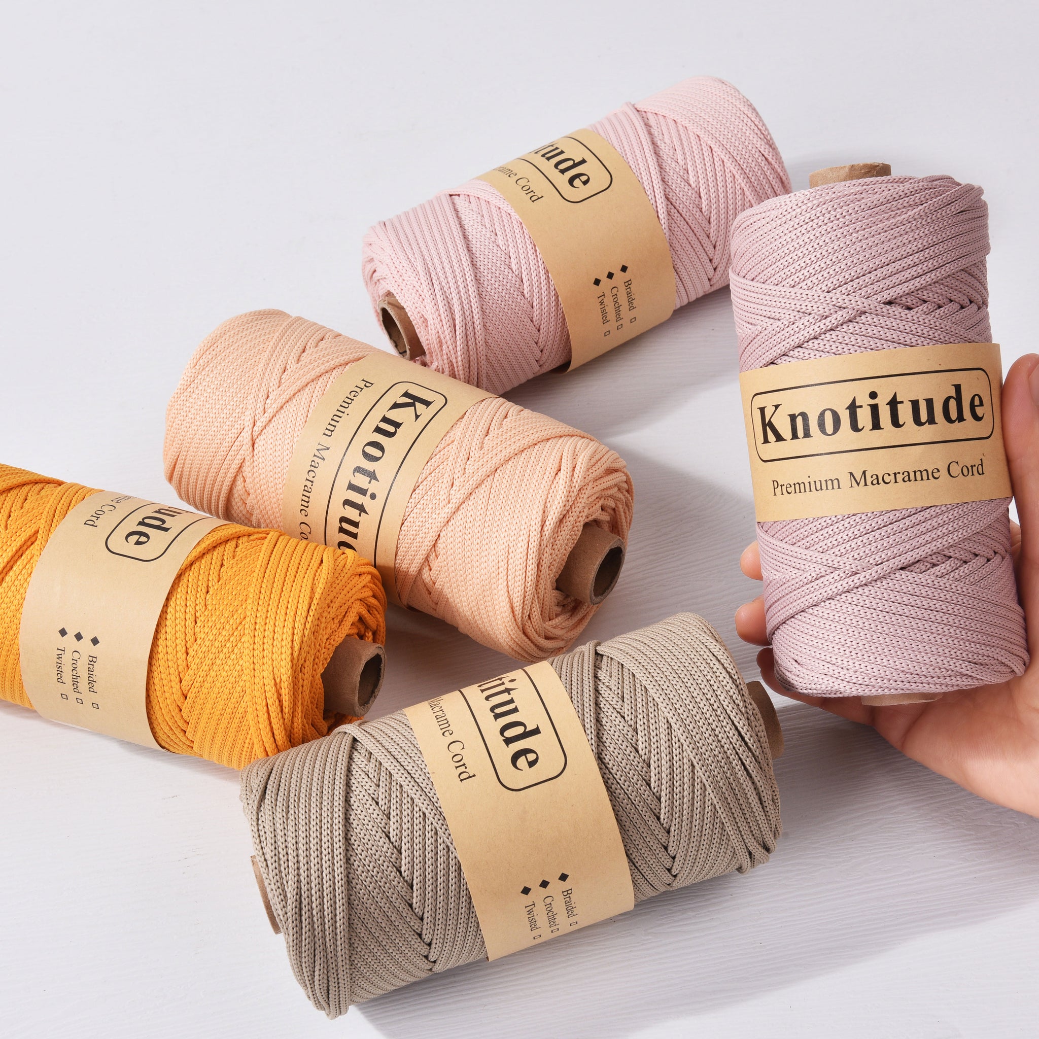 4mm Polyester Braid Macrame Cord 130Yards /390Feet Elastic Yarn for Crocheting Bag