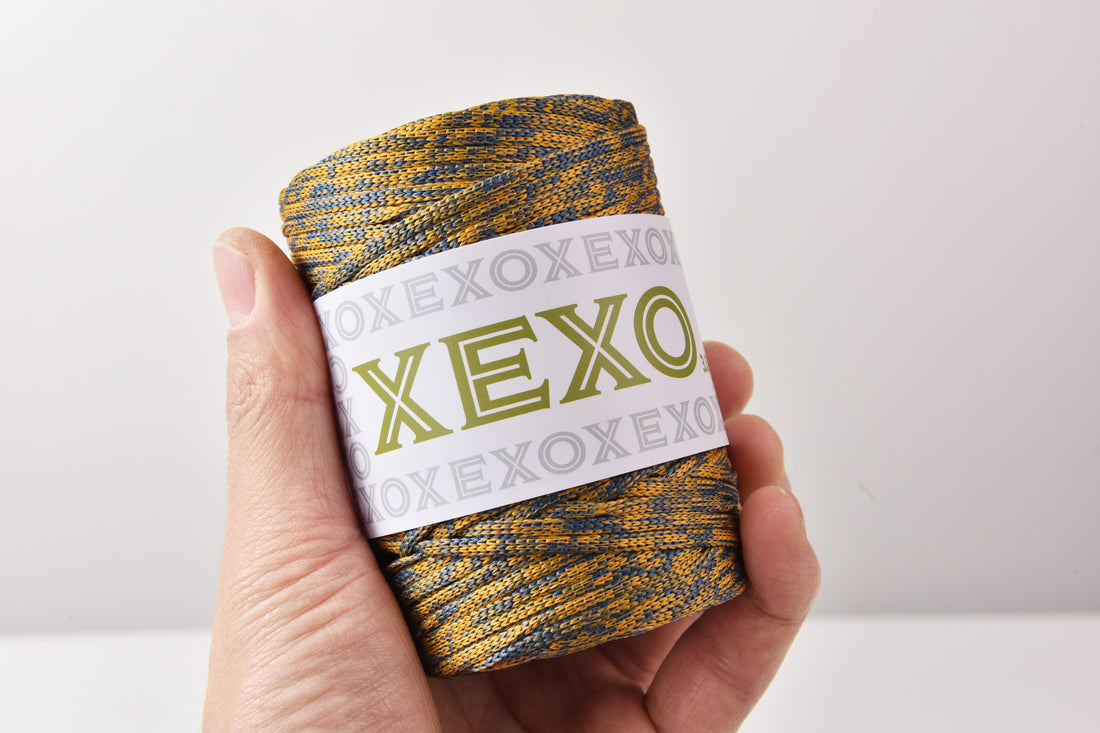 Multi Mixed XEXO YARN 3mm Flat Polyester Braid Soft Hollow Cord 100Yards / 90mts Elastic Yarn for Crocheting Bag & Wallet Knitting