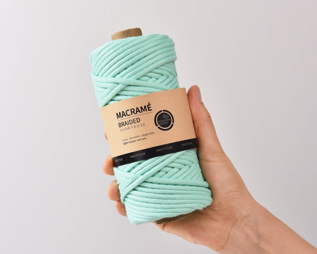 KNOTITUDE 5mm MACRAME BRAID CORD 50mts Bag Making Cord Hand Knitting Polycotton Rope All purpose cord