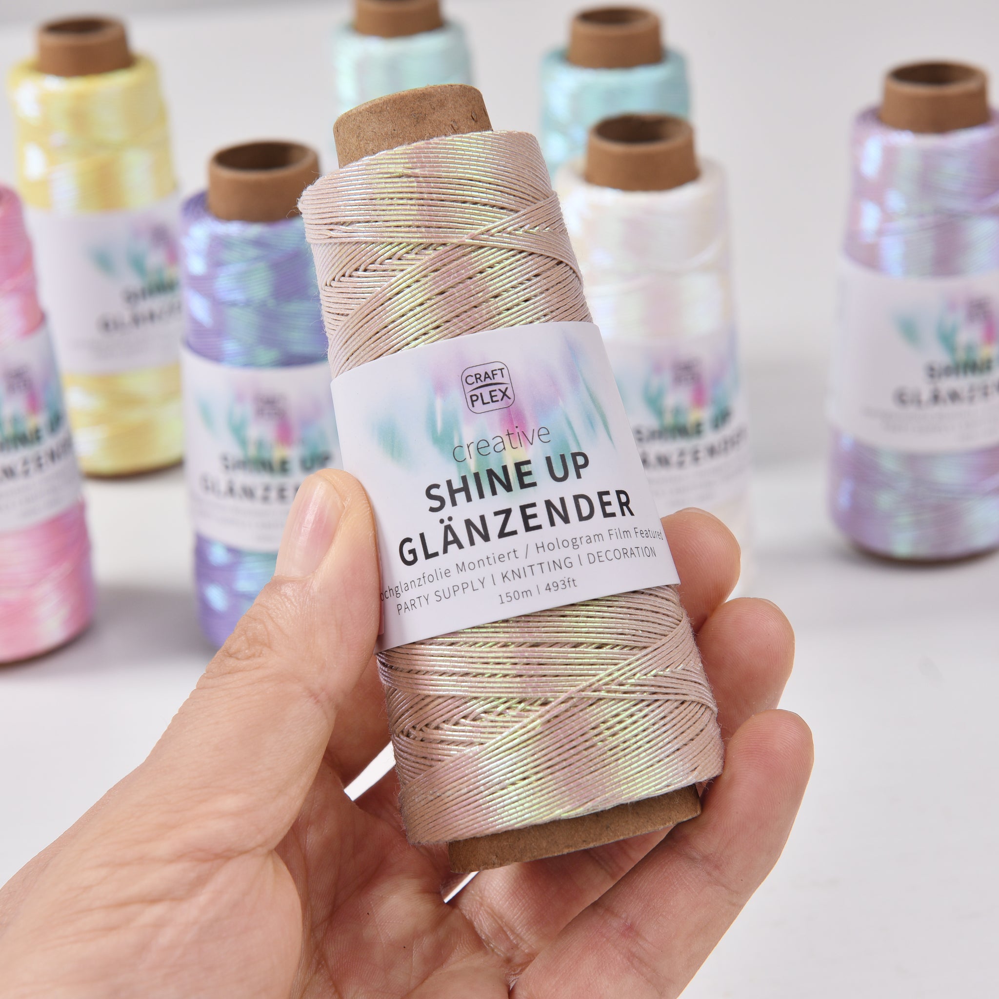 Twinkled 1mm Hologram Knitting yarn 150meters flim featured cord Metallic Crochet cord for Bag Crochet