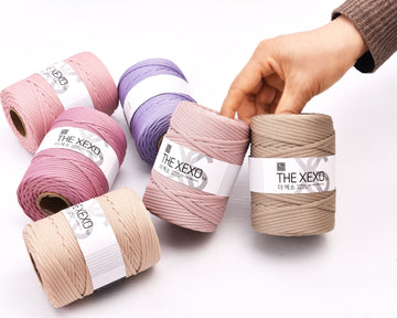 XEXO YARN 3mm Flat Polyester Braid Soft Hollow Cord 100Yards / 90mts Elastic Yarn for Crocheting Bag & Wallet Knitting