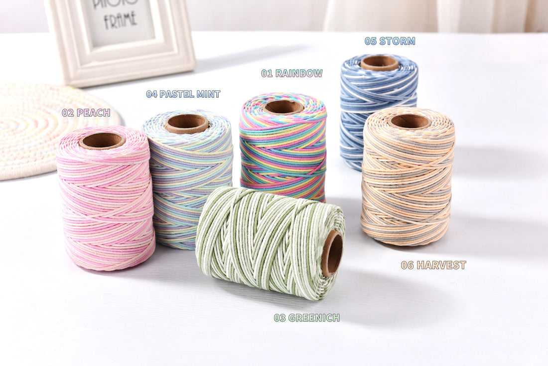 Variegated 2mm Cotton Braid cord Multi color Macrame rope 100meters Jewelry making Cord