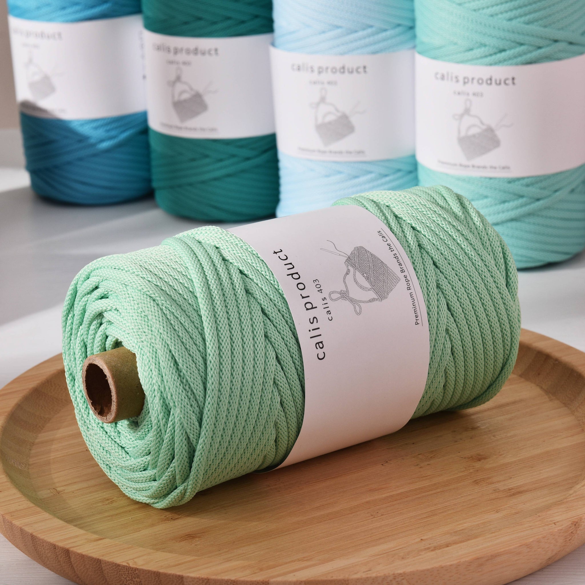 4mm Soft Bulky Yarn 80yards Polyester Braided Cord Knitted pattern Tube yarn for Hand Crochet Bag knitting cord