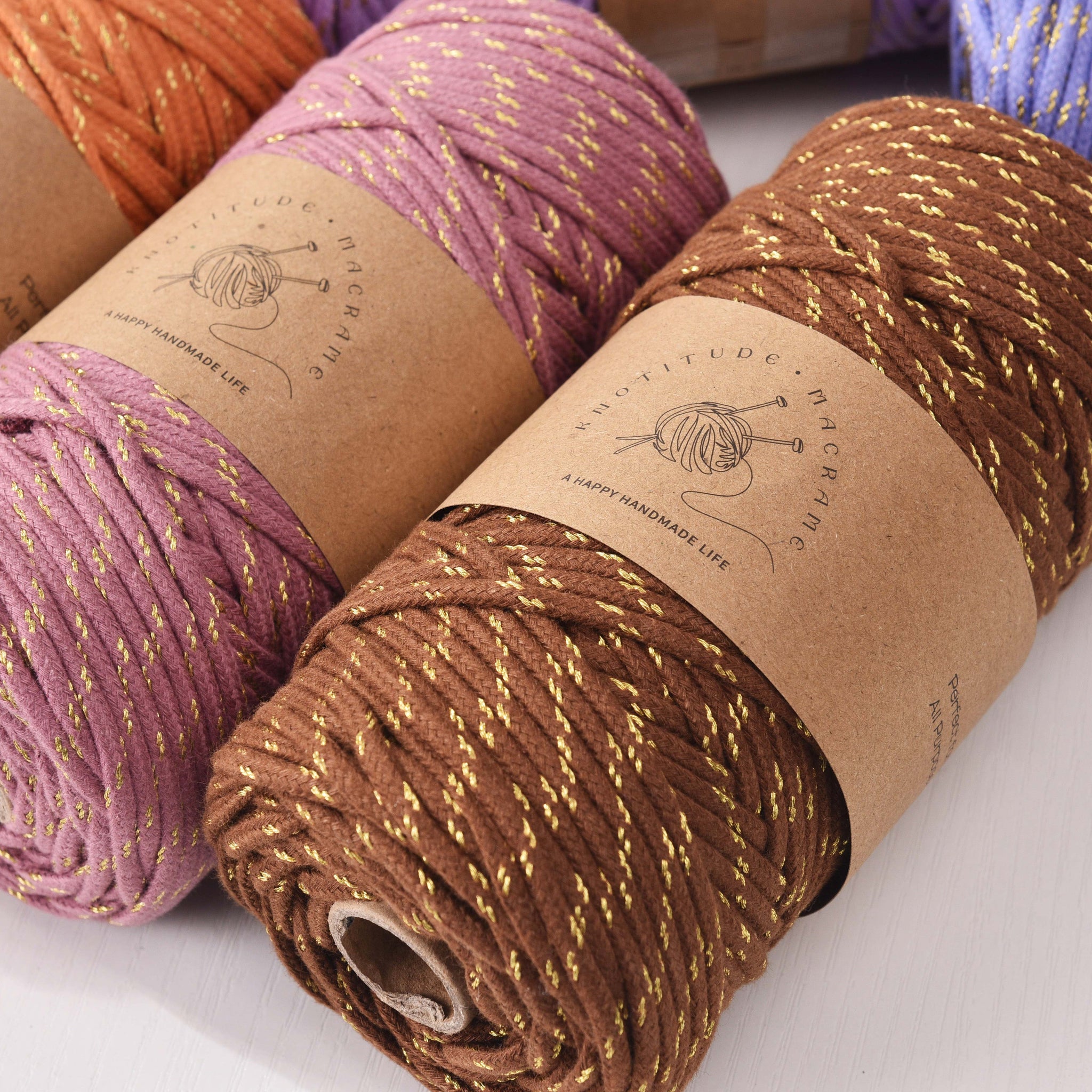 MIU Pattern Braided 3mm x 90meters Metallic Blended Cotton Cord Chunky Macrame Cord