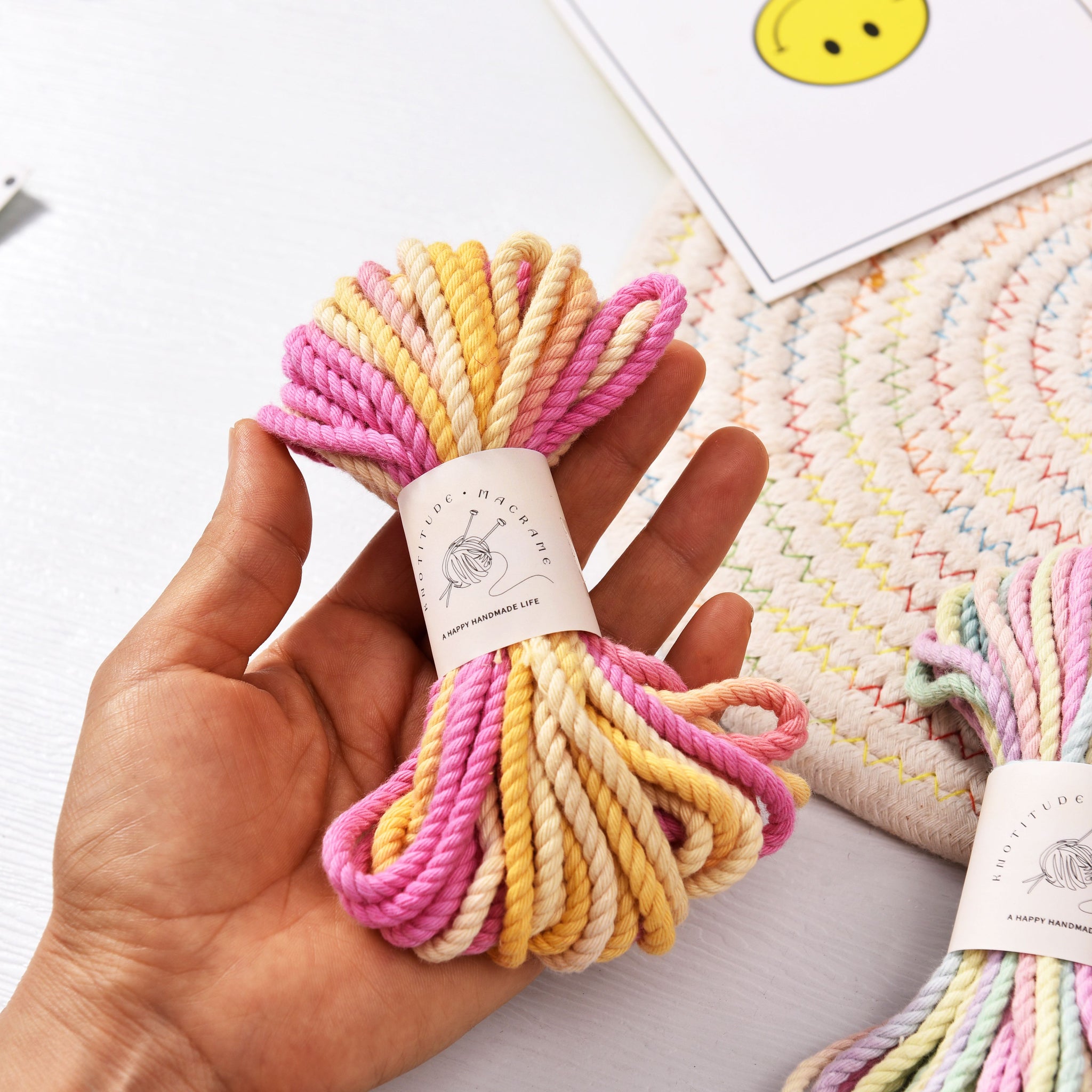 Gradient Mini 3mm x 10mts 3ply Cotton Rope Multi color Macrame rope Jewelry making Cord