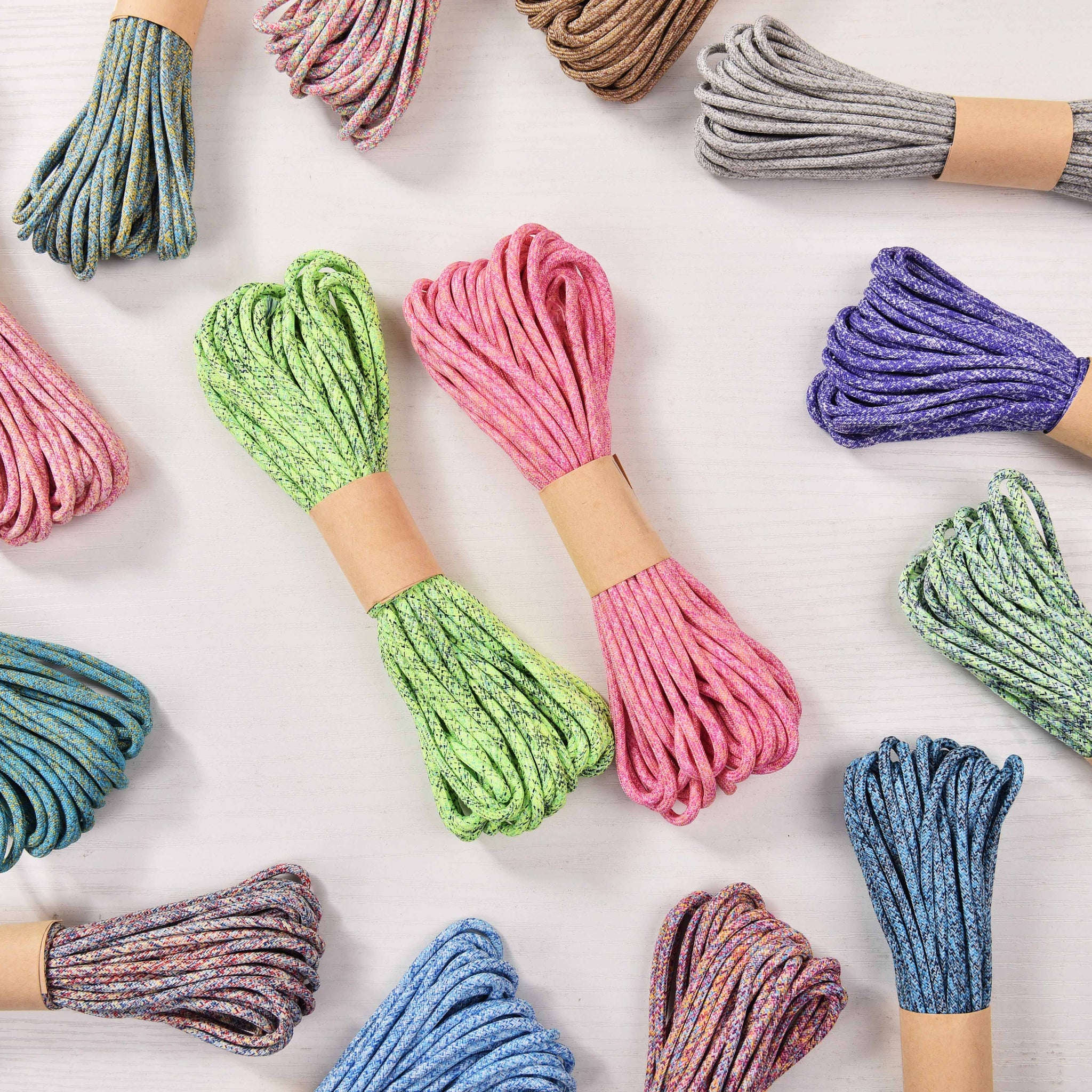 3mm Ombre effect Polyester Braided Cord Rainbow Dust Rope Colorful variegated macrame cord for Jewelry making and Decorations