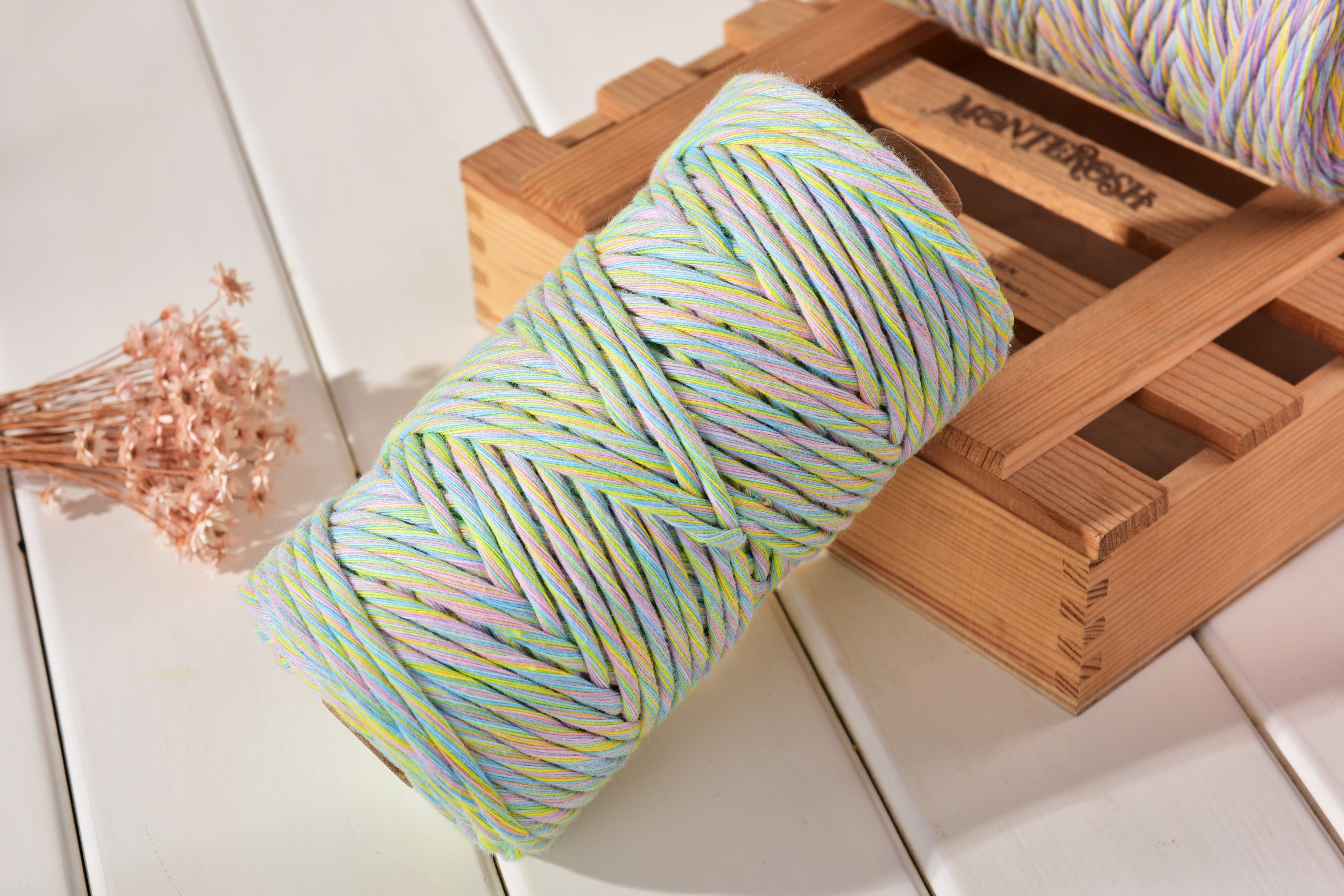 Multi Color mixed 3.5mm Single Stranded String 80meters Pure Cotton Ma