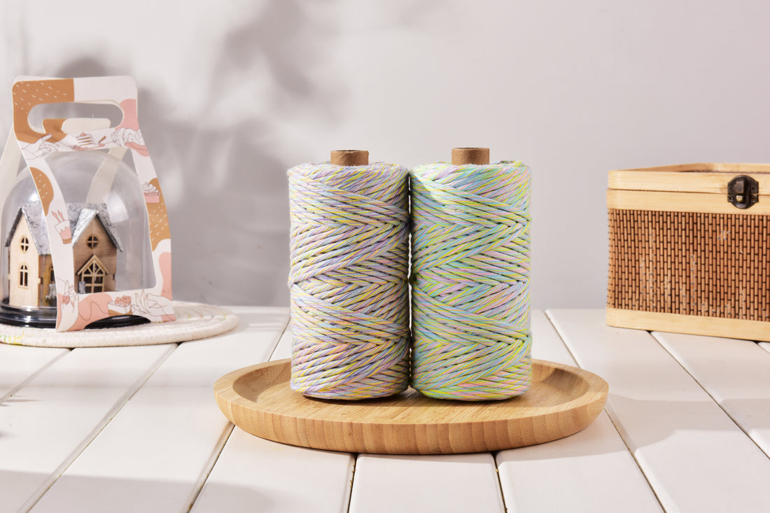 Multi Color mixed 3.5mm Single Stranded String 80meters Pure Cotton Macrame Cord Tapestry making, Flower hanger knot