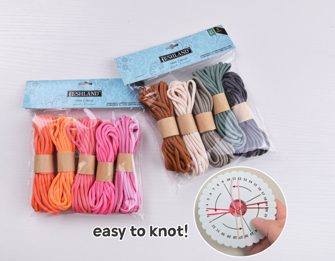 BUSHLAND 3MM Polyester Macrame cord set 25mts 5colors in one pack Knotting Cord